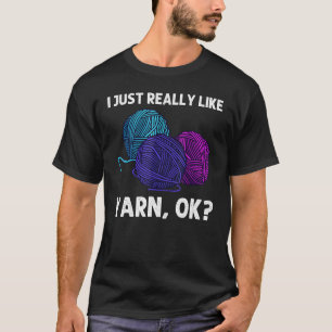 Knitting For Men Women Crochet Yarn Thread T-Shirt