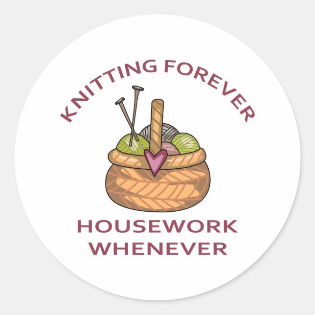 KNITTING FOREVER CLASSIC ROUND STICKER (Front)