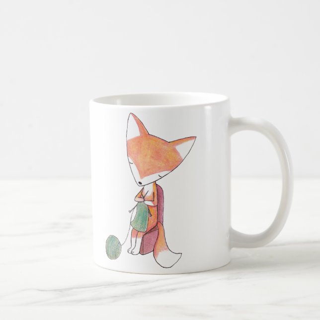 Knitting Fox Mug Knitting Lovers Graphic Fox Art (Right)