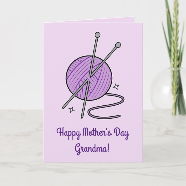Knitting Fun Mother's Day Name Customizable Card (Front)