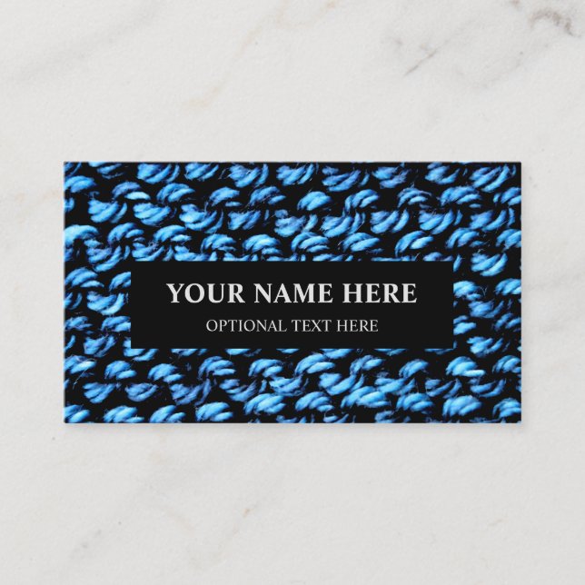Knitting Garter Stitch Blue Texture Business Card (Front)