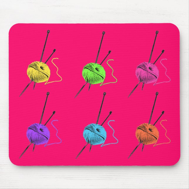Knitting Goes POP! Mouse Pad (Front)