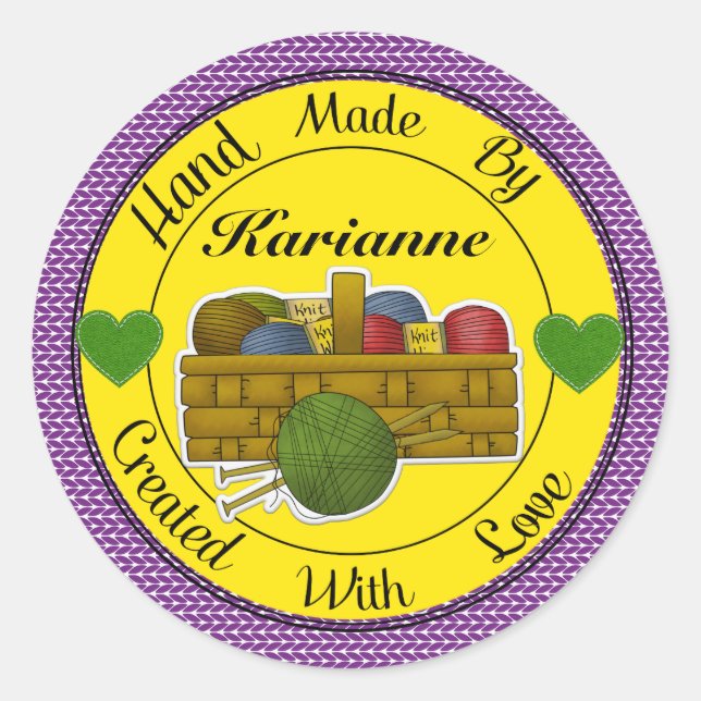 Knitting Hand Made By Sticker - SRF (Front)