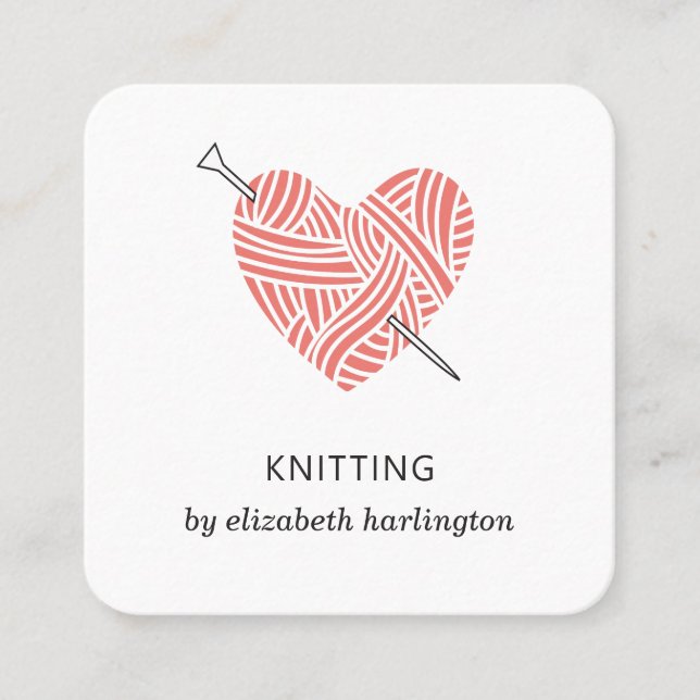 Knitting handmade. Crochet craft supplies. Knitter Square Business Card (Front)