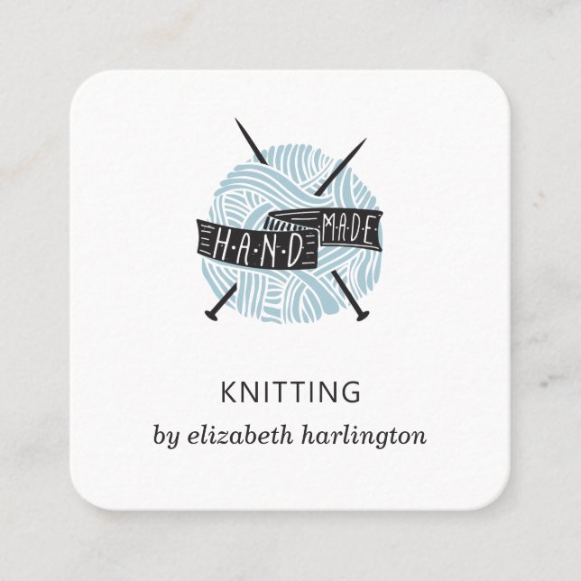 Knitting handmade. Crochet craft supplies. Knitter Square Business Card (Front)