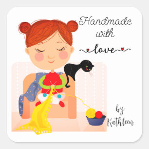 Knitting Handmade with Love Personalized Stickers