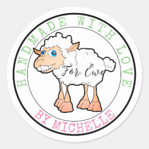 Knitting Handmade With Love Sheep Stickers