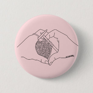 Knitting Hands Heart 2 Inch Round Button