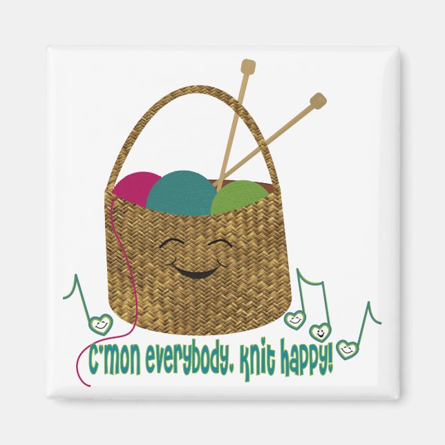 Knitting Happy Magnet (Front)