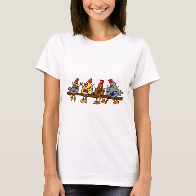 Knitting Hens  T-Shirt (Front)