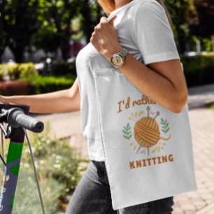 Knitting Hobby Needles And Wool Tote Bag
