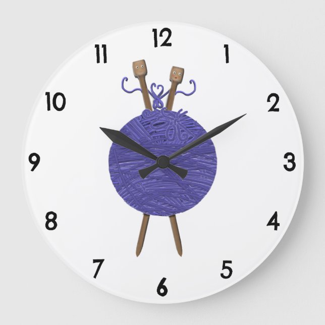 Knitting Humour Large Clock (Front)