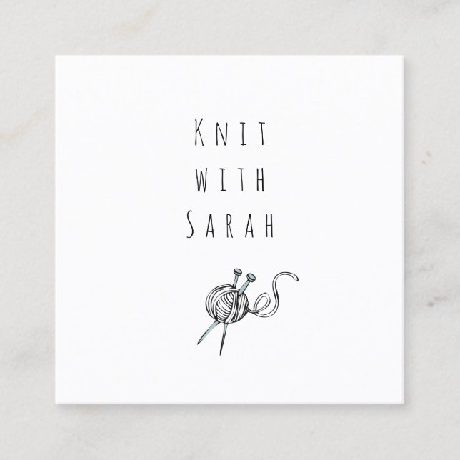 Knitting Instructor Yarn Square Minimalist Business Card (Front)