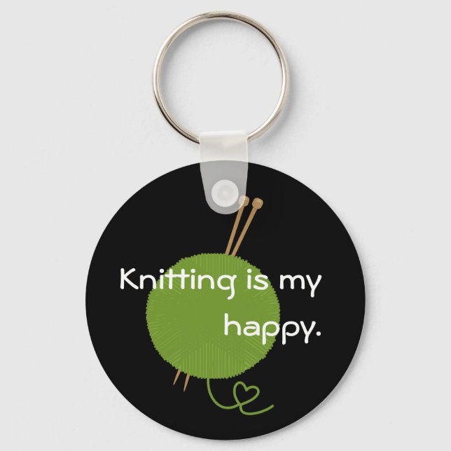 Knitting is My Happy Keychain (Front)