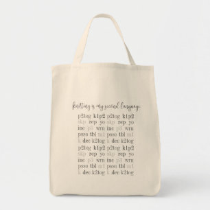 KNITTING IS MY SECOND LANGUAGE Grocery Tote Bag