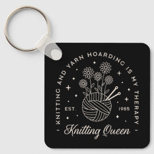 Knitting is my therapy yarn hoarding keychain