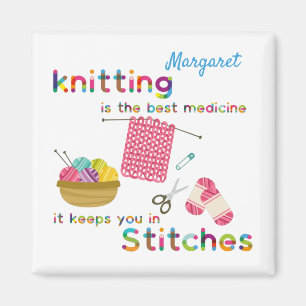Knitting Is The Best Medicine Personalized Magnet