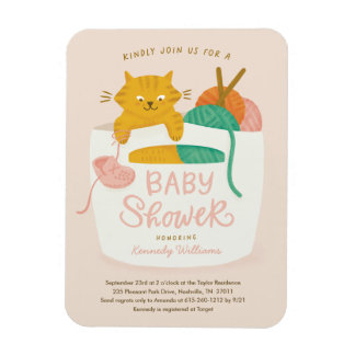 Knitting Kitten Baby Shower Magnet