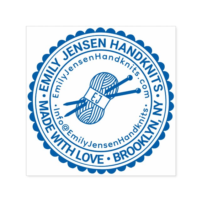 Knitting Knits Business Name Location URL Email  Self-inking Stamp (Design)