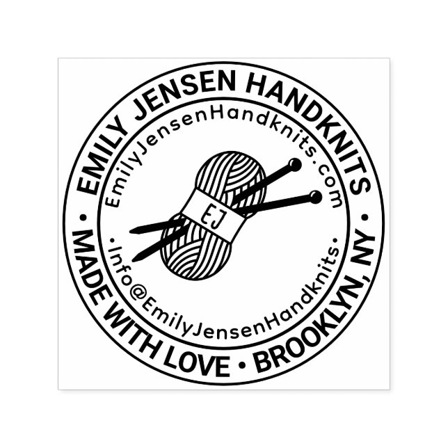 Knitting Knits Business Name Location URL Email  Self-inking Stamp (Design)