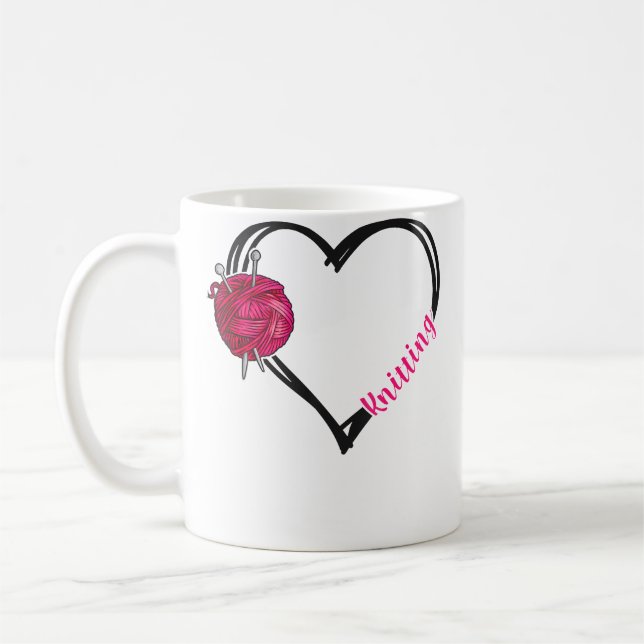 Knitting Knitter Heart Knitting Coffee Mug (Left)