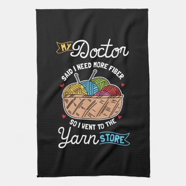 Knitting Knitter Kitchen Towel (Vertical)