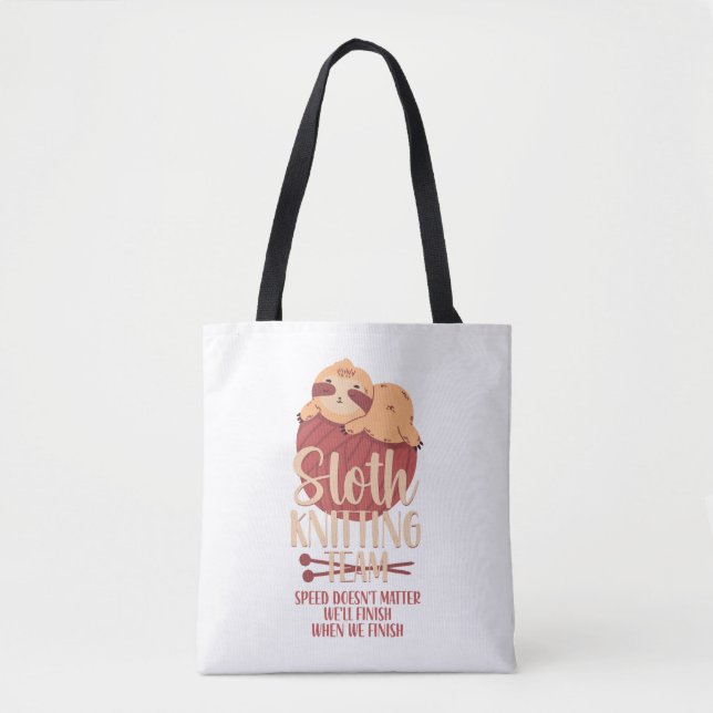 Knitting Knitter Sloth Sloth Tote Bag (Front)