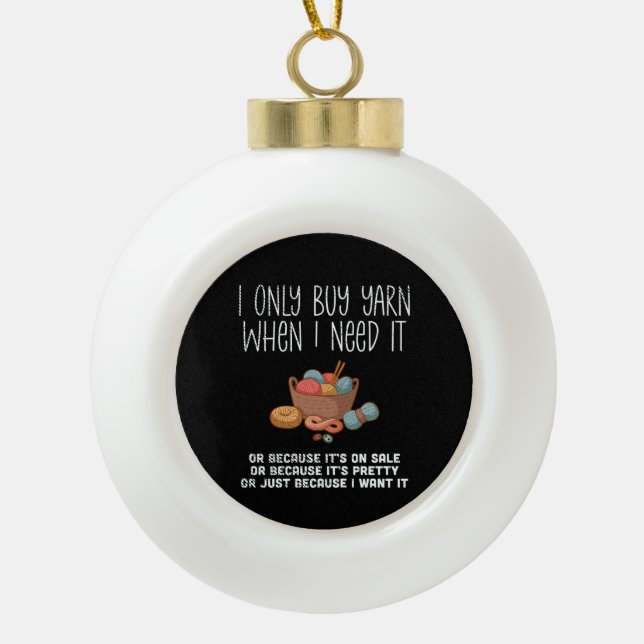 Knitting Knitting Basket  Ceramic Ball Christmas Ornament (Front)