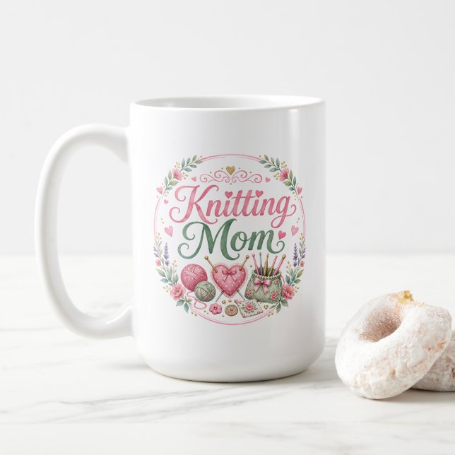 Knitting Mom Coffee Mug (With Donut)