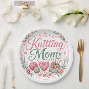 Knitting Mom Paper Plate