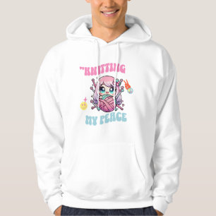 Knitting My Peace – Kawaii mindful design for knit Hoodie