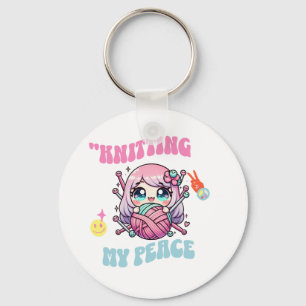 Knitting My Peace – Kawaii mindful design for knit Keychain