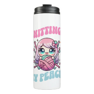 Knitting My Peace – Kawaii mindful design for knit Thermal Tumbler