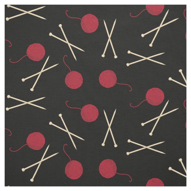 Knitting Needles and Yarn Craft Hobby Fabric (Swatch)