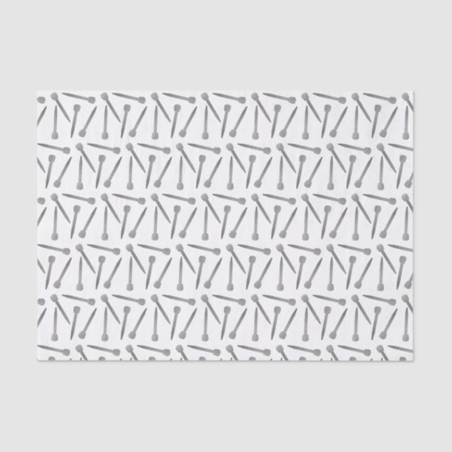 Knitting Needles Crafts Faux Silver Foil Texture Tissue Paper (Front)