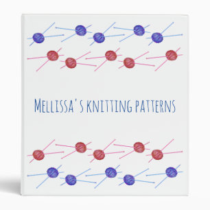 Knitting needles, for patterns, with your name binder