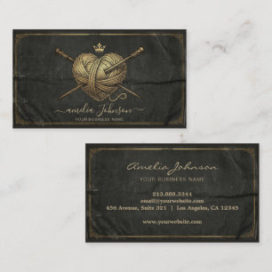 Knitting Needles Heart Crochet Handmade vintage    Business Card