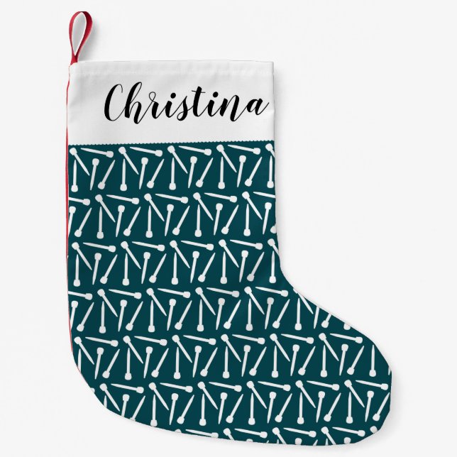 Knitting Needles + Name Crafts {Dark} Small Christmas Stocking (Front)