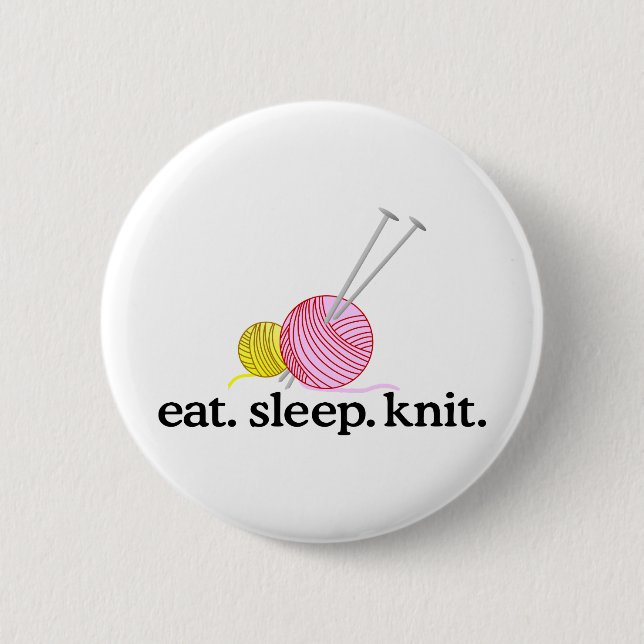 Knitting Needles & Yarn 2 Inch Round Button (Front)