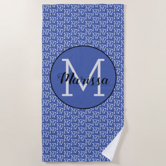 Knitting Needles Yarn Crafts Name / Initial Dark  Beach Towel