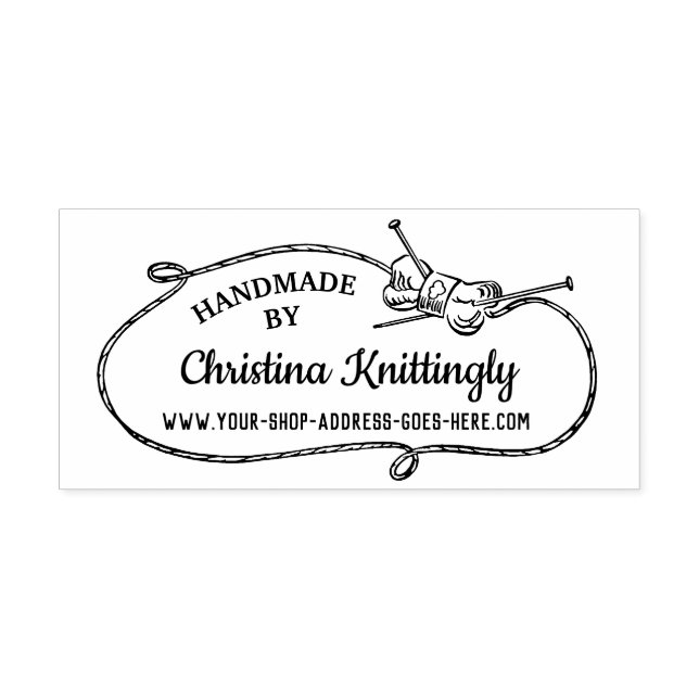 Knitting Needles Yarn Frame | Handmade By Custom Rubber Stamp (Imprint)