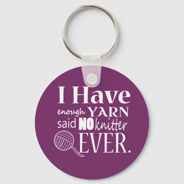 Knitting • Not Enough Yarn Crafts {Dark} Keychain (Front)