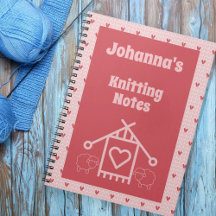 Knitting notes pink hearts and sheep