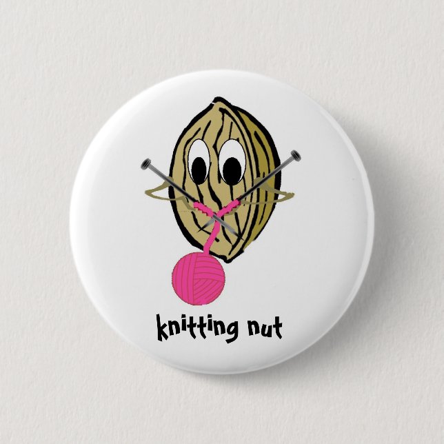 knitting nut 2 inch round button (Front)