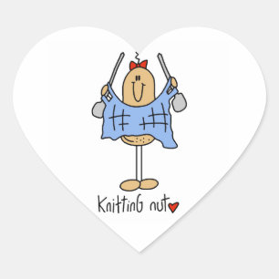 Knitting Nut T-shirts and Gifts Heart Sticker