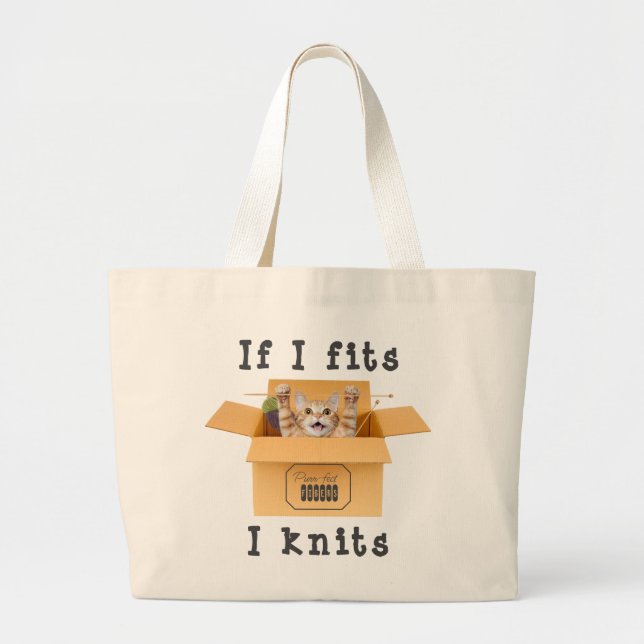 Knitting Orange Tabby Tote Bag (Front)