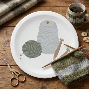 Knitting Paper Plate