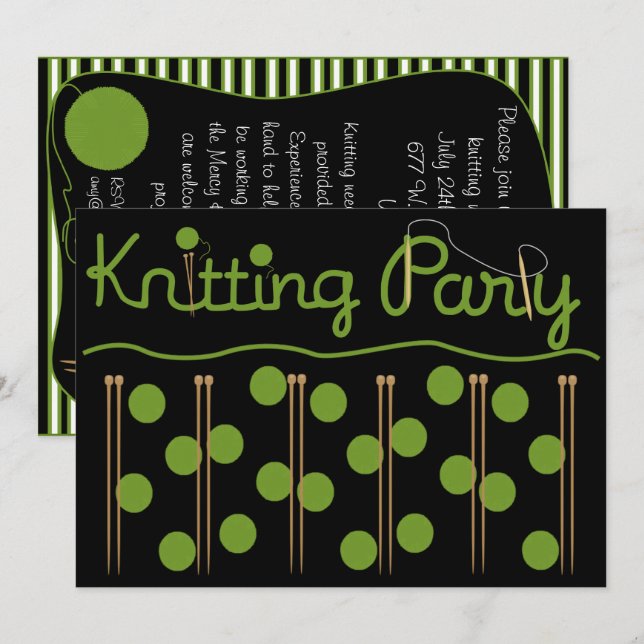 Knitting Party Invitation (Front/Back)