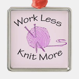 Knitting Passion Metal Ornament