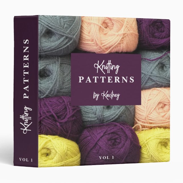 Knitting Patterns By Custom Name Photo Hobby Binder (Front/Spine)